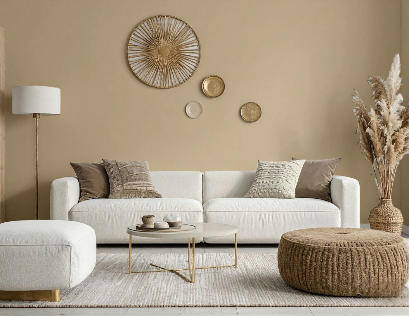 Salon après peinture beige écologique