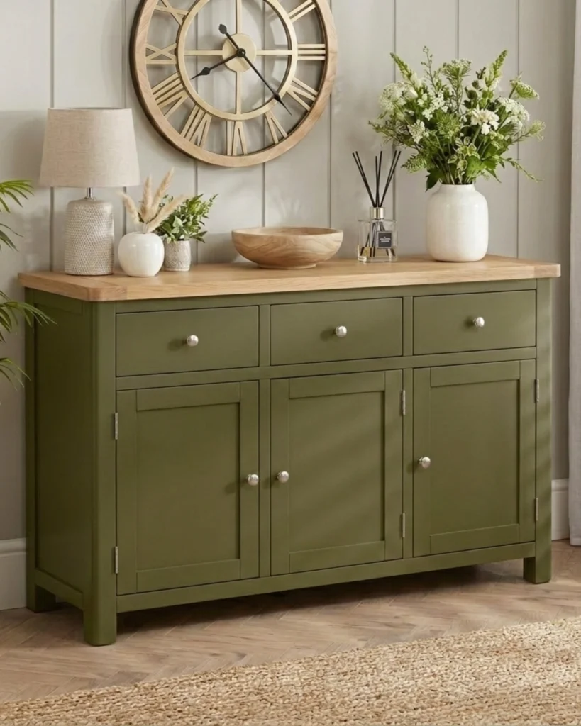 010 KAKI TRENCH peinture écologique haut de gamme sans COV satinée commode basse à tiroirs